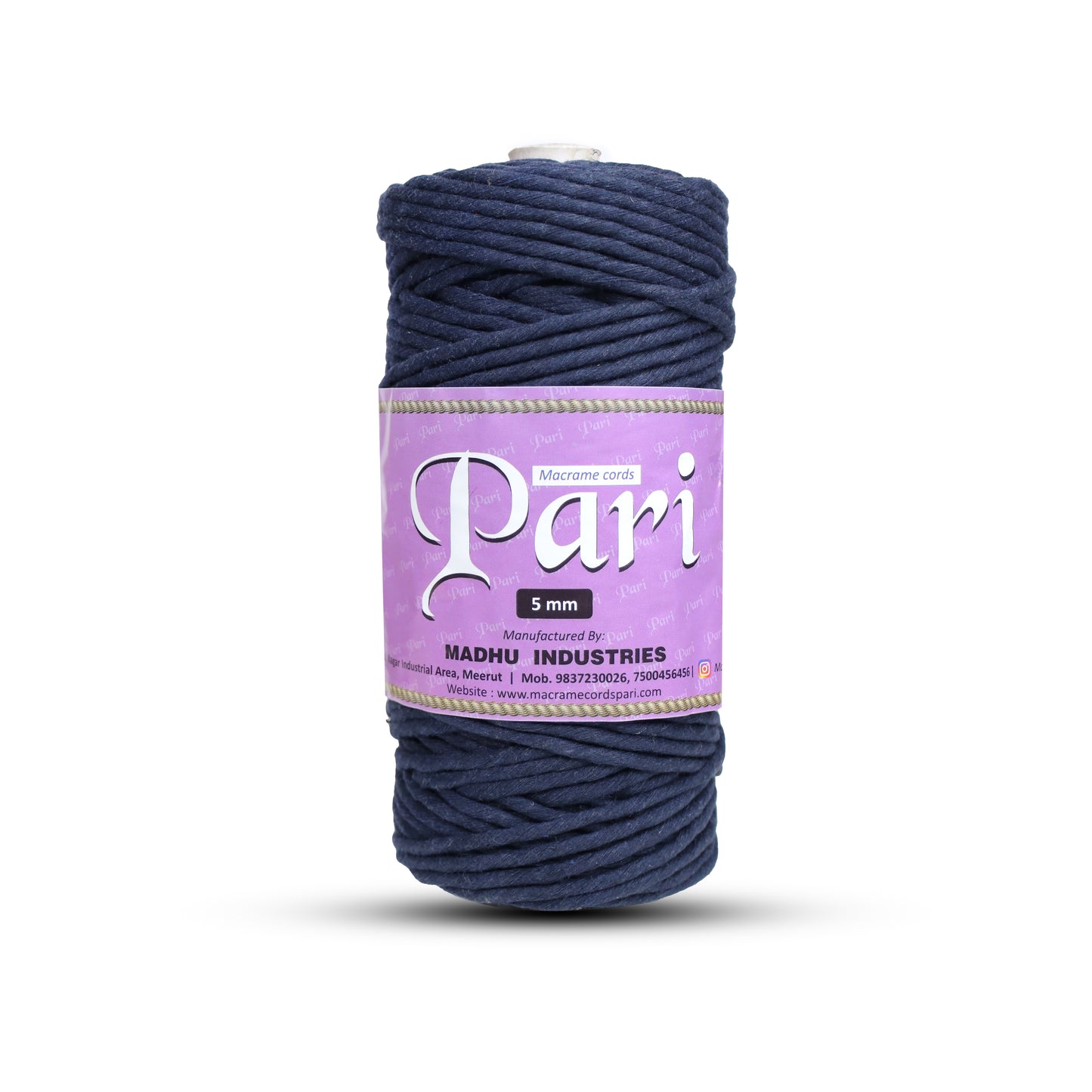5mm Single Strand | Dark Blue | Approx 100 Metres | 1kg Spool | Cotton | No 27