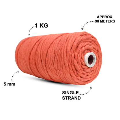 5mm Single Strand | Rust | Approx 100 Metres | 1kg Spool | Cotton | No 28