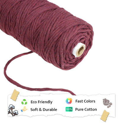 5mm Single Strand | Wine | Approx 100 Metres | 1kg Spool | Cotton | No 29
