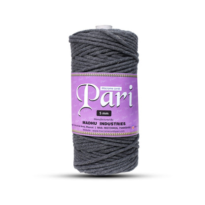 5mm Single Strand | Dark Grey | Approx 100 Metres | 1kg Spool | Cotton | No 02