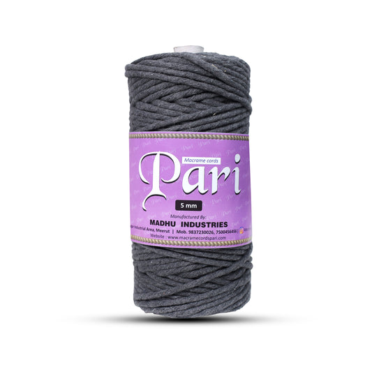 5mm Single Strand | Dark Grey | Approx 100 Metres | 1kg Spool | Cotton | No 02