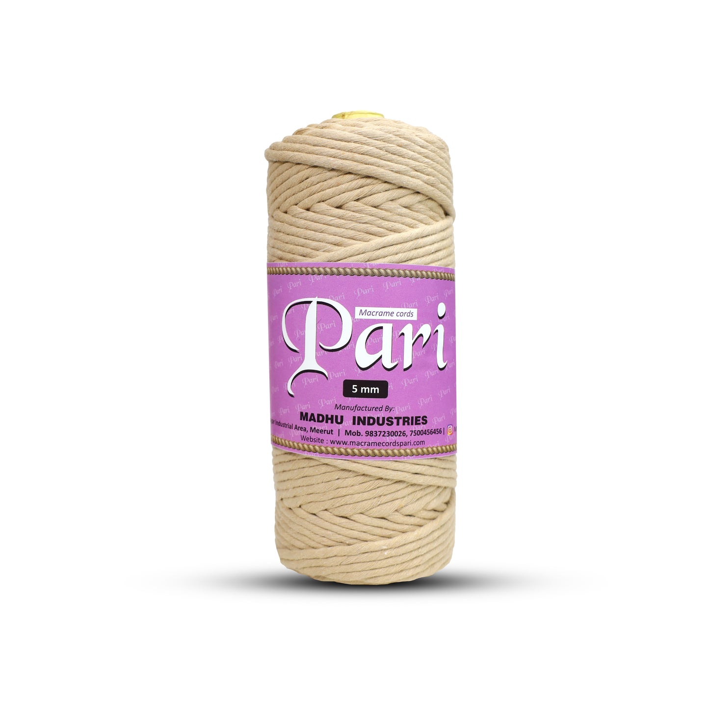 5mm Single Strand | Beige | Approx 100 Metres | 1kg Spool | Cotton | No 30