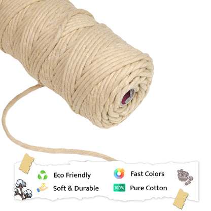 5mm Single Strand | Beige | Approx 100 Metres | 1kg Spool | Cotton | No 30