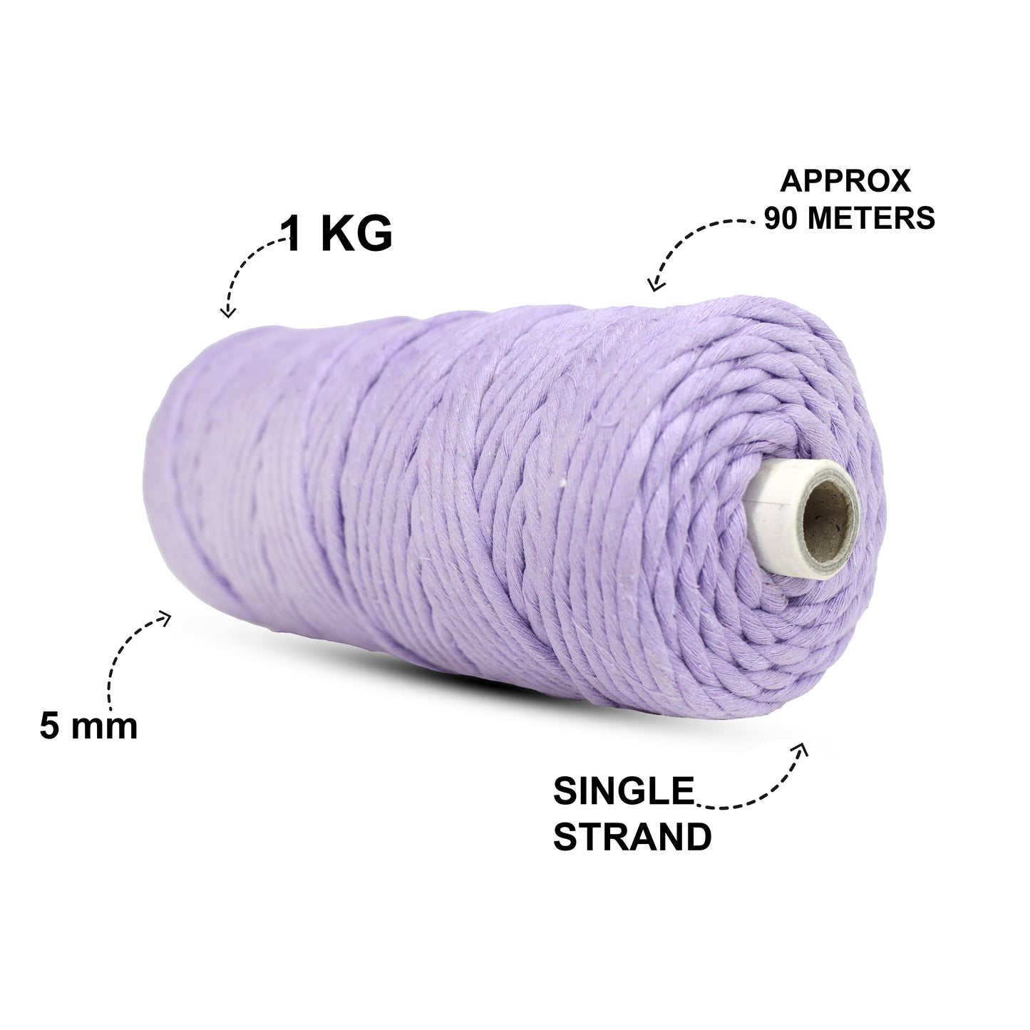 5mm Single Strand | Lavender | Approx 100 Metres | 1kg Spool | Cotton | No 31