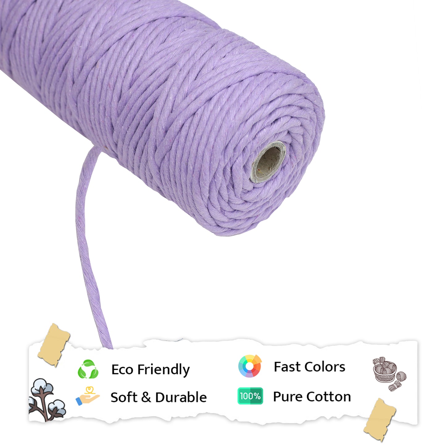 5mm Single Strand | Lavender | Approx 100 Metres | 1kg Spool | Cotton | No 31