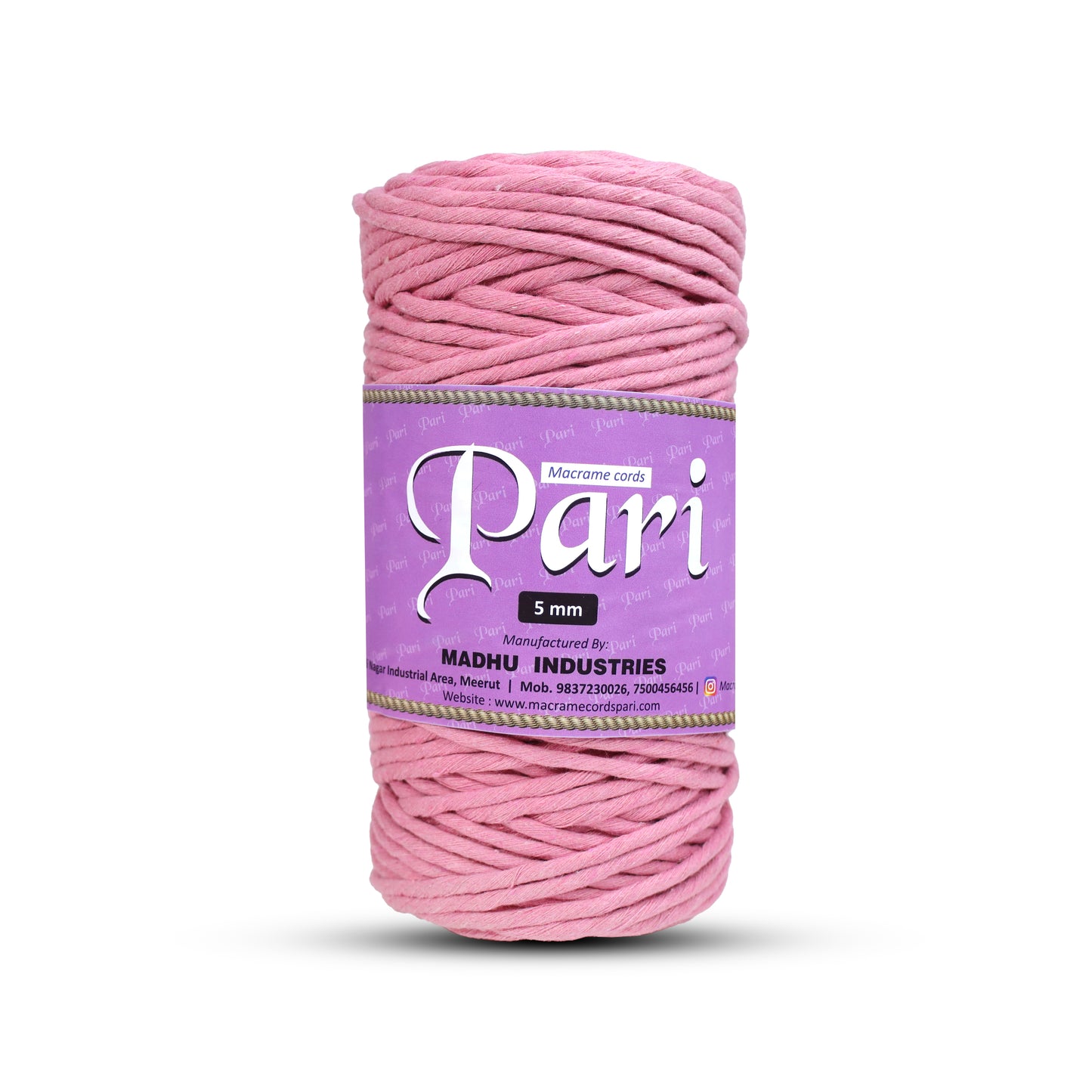 5mm Single Strand | Bright Pink | Approx 100 Metres | 1kg Spool | Cotton | No 33