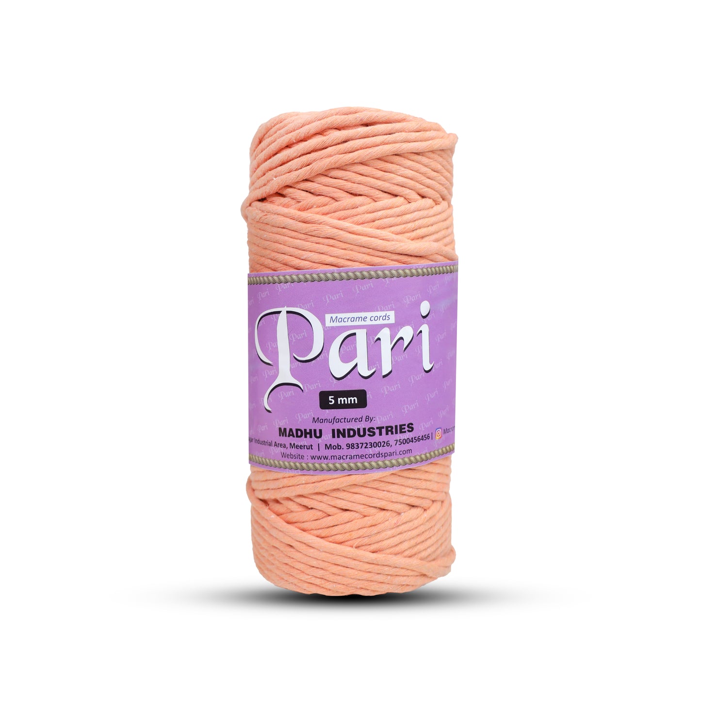 5mm Single Strand | Pastel Orange | Approx 100 Metres | 1kg Spool | Cotton | No 34
