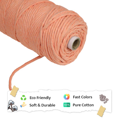 5mm Single Strand | Pastel Orange | Approx 100 Metres | 1kg Spool | Cotton | No 34