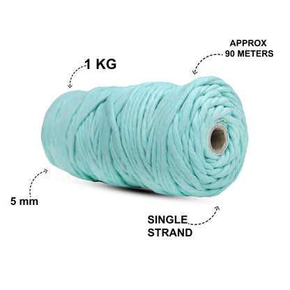 5mm Single Strand | Mint Green | Approx 100 Metres | 1kg Spool | Cotton | No 35