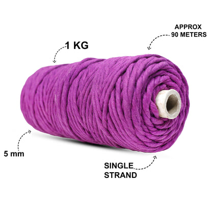 5mm Single Strand | Reddish Purple | Approx 100 Metres | 1kg Spool | Cotton | No 36