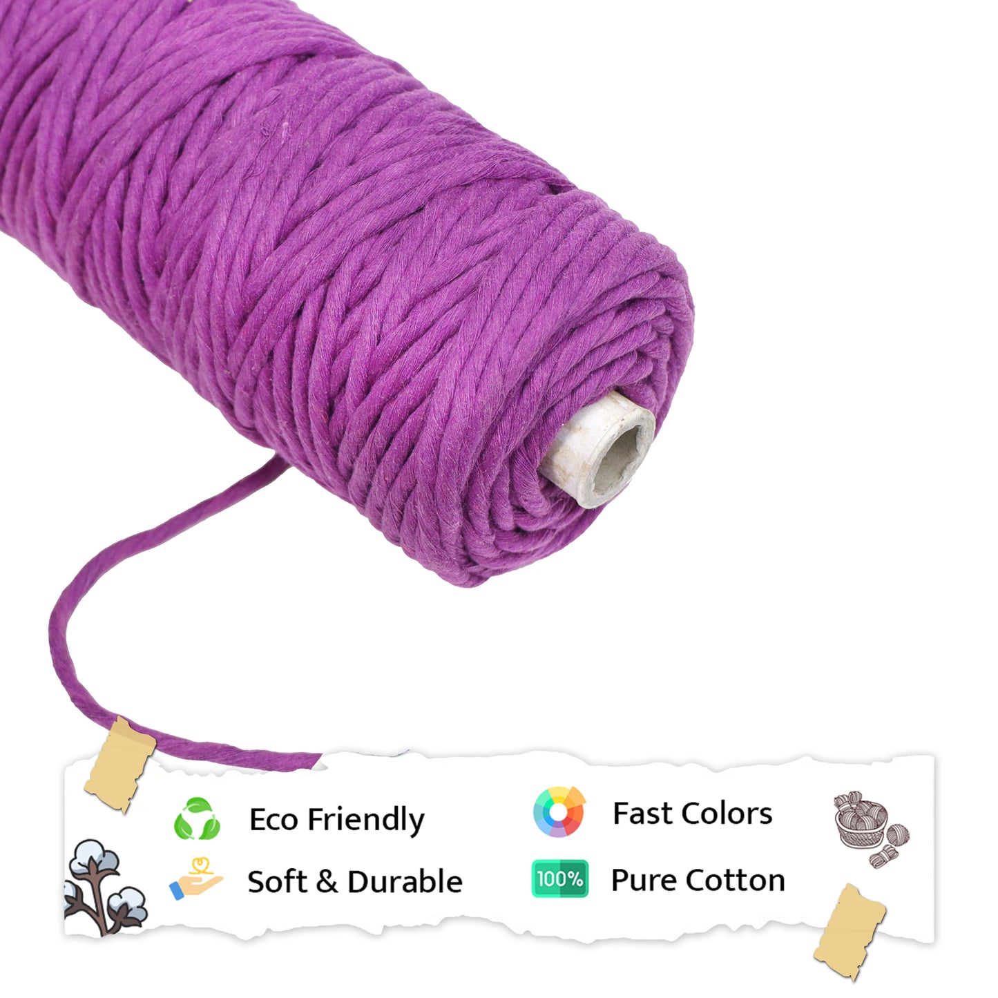 5mm Single Strand | Reddish Purple | Approx 100 Metres | 1kg Spool | Cotton | No 36