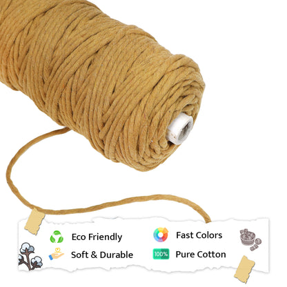 5mm Single Strand | Golden Mustard | Approx 100 Metres | 1kg Spool | Cotton | No 37