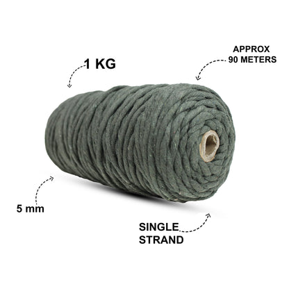 5mm Single Strand | Army Green | Approx 100 Metres | 1kg Spool | Cotton | No 38
