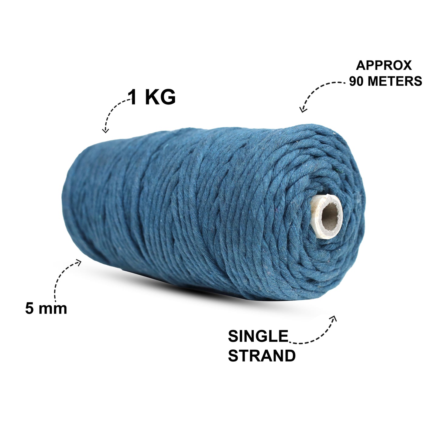 5mm Single Strand | Teal Blue | Approx 100 Metres | 1kg Spool | Cotton | No 39