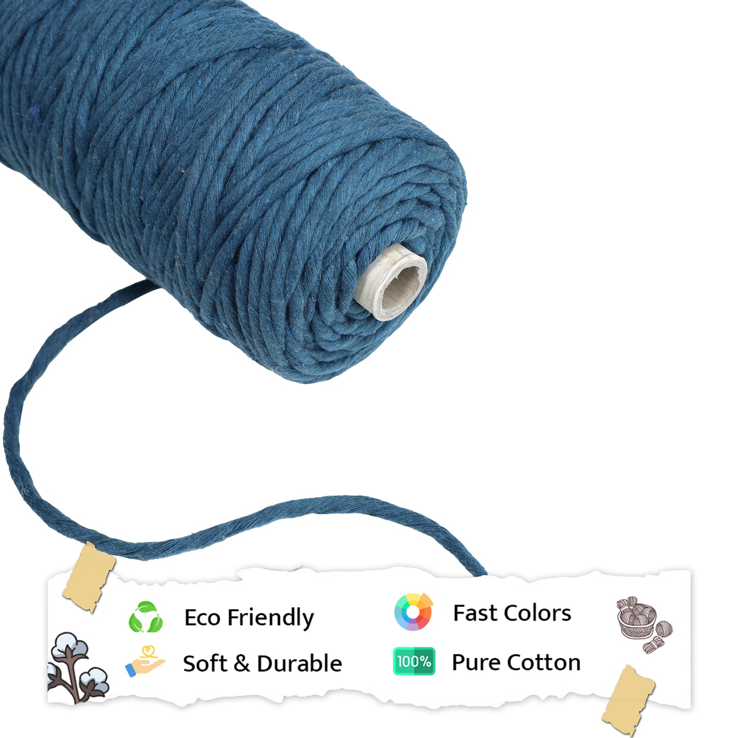 5mm Single Strand | Teal Blue | Approx 100 Metres | 1kg Spool | Cotton | No 39