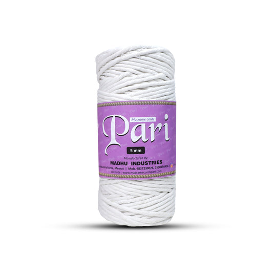 5mm Single Strand | Pure White | Approx 100 Metres | 1kg Spool | Cotton | No 03