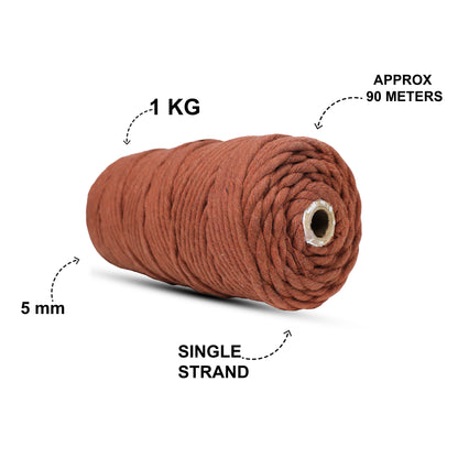 5mm Single Strand | Chocolate Brown | Approx 100 Metres | 1kg Spool | Cotton | No 06