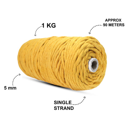 5mm Single Strand | Mustard | Approx 100 Metres | 1kg Spool | Cotton | No 07