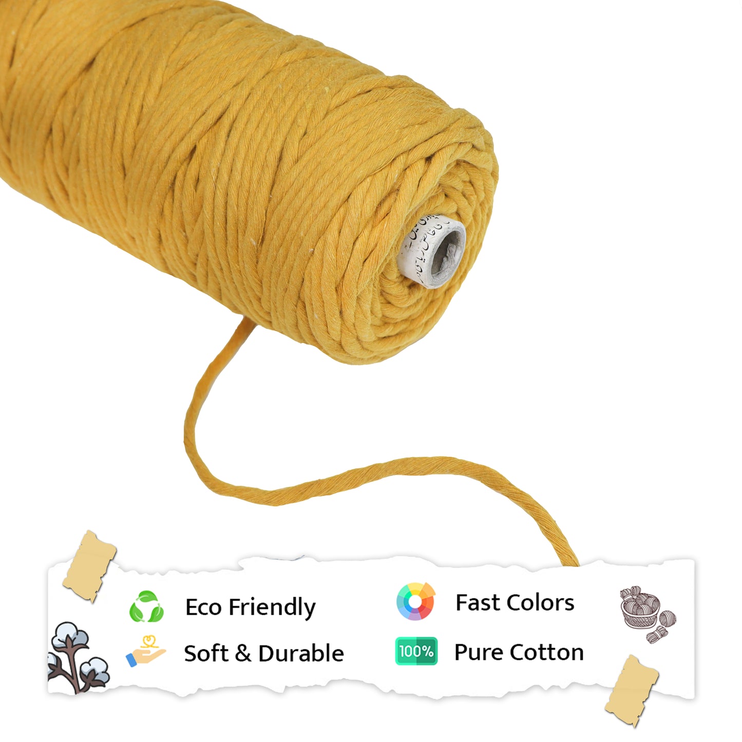 5mm Single Strand | Mustard | Approx 100 Metres | 1kg Spool | Cotton | No 07