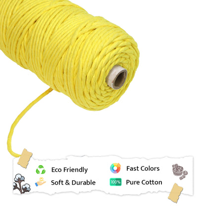 5mm Single Strand | Yellow | Approx 100 Metres | 1kg Spool | Cotton | No 08