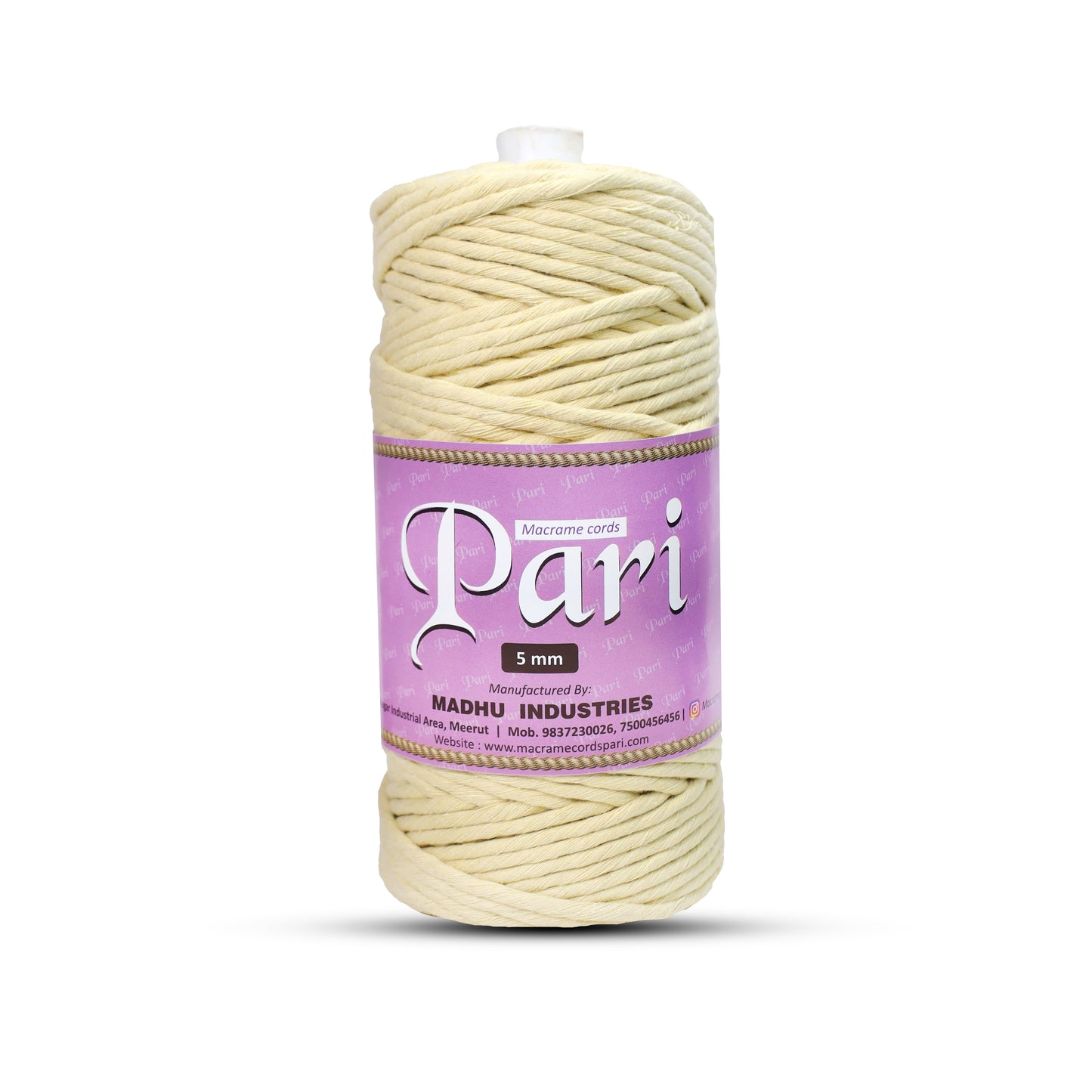 5mm Single Strand | Light Yellow | Approx 100 Metres | 1kg Spool | Cotton | No 09