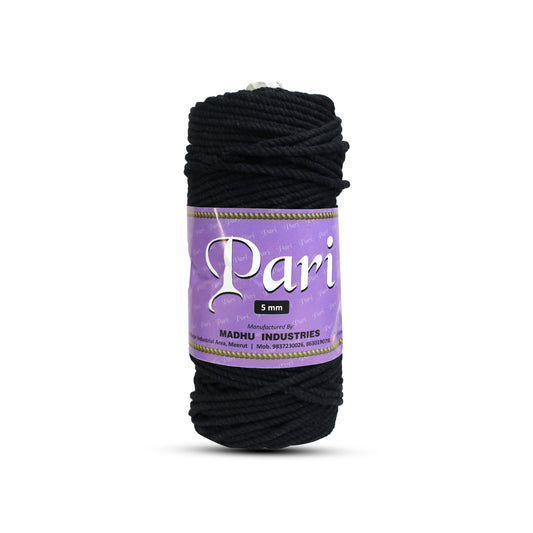 5mm Twisted (3Ply) | Black | Approx 100 Metres | 1kg Spool | Cotton | No 01