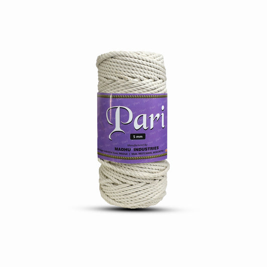 5mm Twisted (3Ply) | Off White | Approx 100 Metres | 1kg Spool | Cotton | No 04