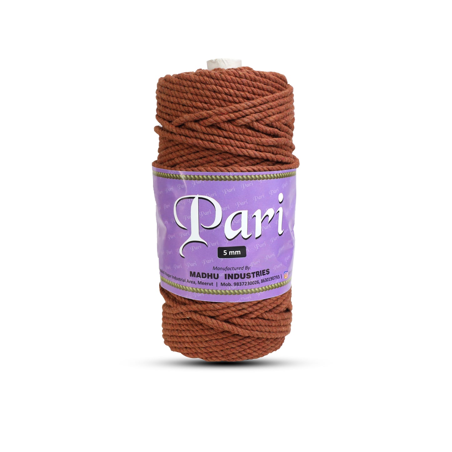 5mm Twisted (3Ply) | Chocolate Brown | Approx 100 Metres | 1kg Spool | Cotton