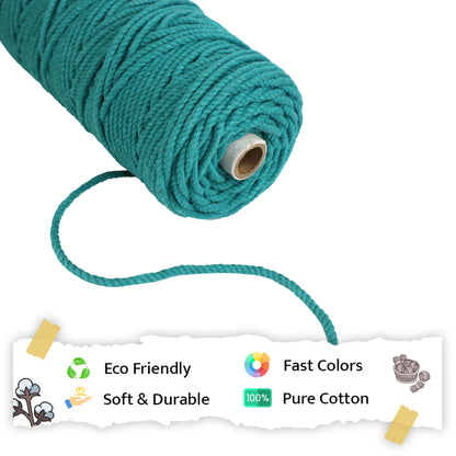 5mm Twisted (3Ply) | Sea Green | Approx 100 Metres | 1kg Spool | Cotton