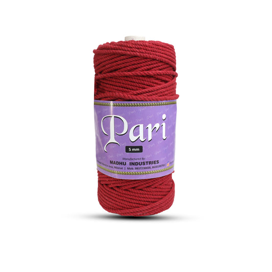 5mm Twisted (3Ply) | Red | Approx 100 Metres | 1kg Spool | Cotton | No 15