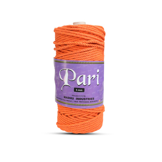 5mm Twisted (3Ply) | Orange | Approx 100 Metres | 1kg Spool | Cotton | No 19