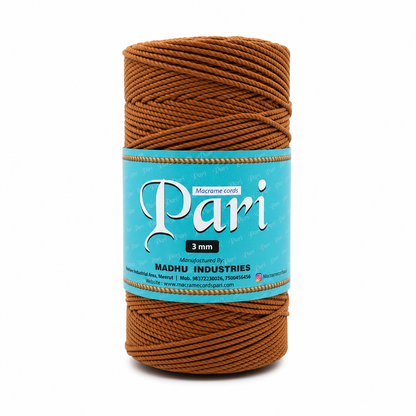 3mm Twisted (3Ply) | Chocolate | 200 - 250 Metres | 1kg Spool | Cotton | No 06