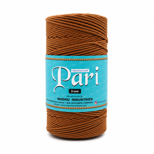 3mm Twisted (3Ply) | Chocolate | 200 - 250 Metres | 1kg Spool | Cotton | No 06