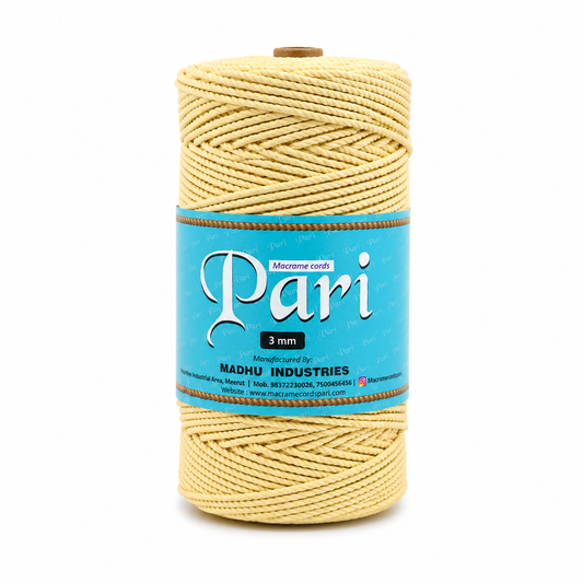 3mm Twisted (3Ply) | Light Yellow | 200 - 250 Metres | 1kg Spool | Cotton | No 09