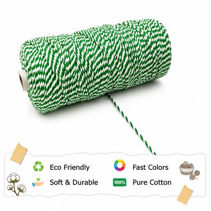 2mm Twisted Multicolor | Green+Off white | Approx 350-400 meters | 1Kg