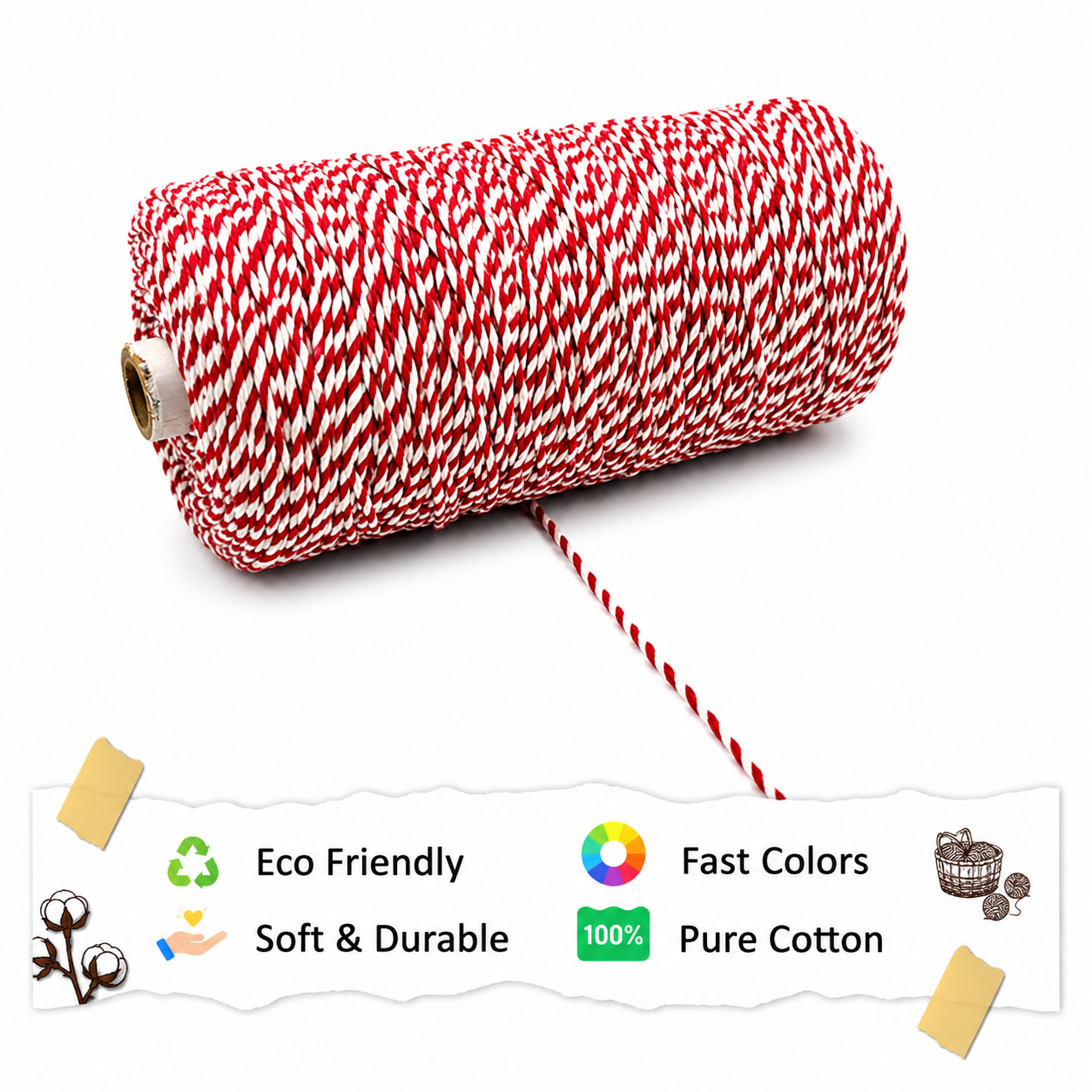 2mm Twisted Multicolor | Red+Off white | Approx 350-400 meters | 1Kg