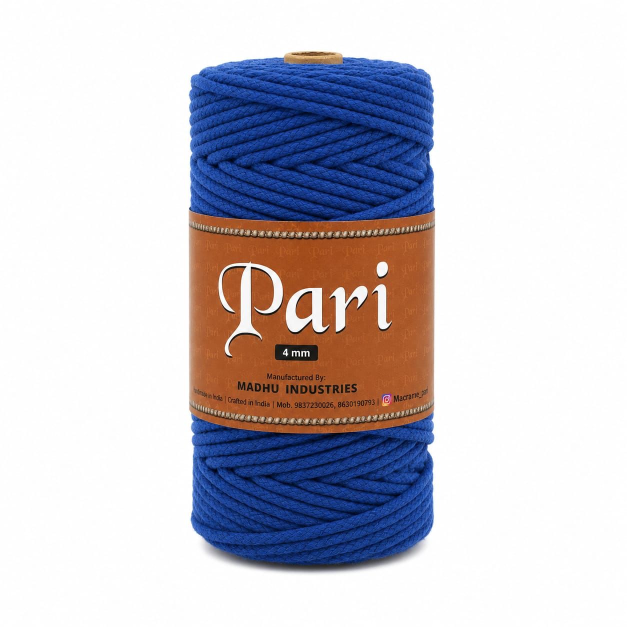 4mm knitted |Royal Blue| 150 meters| 1Kg Spool| Cotton
