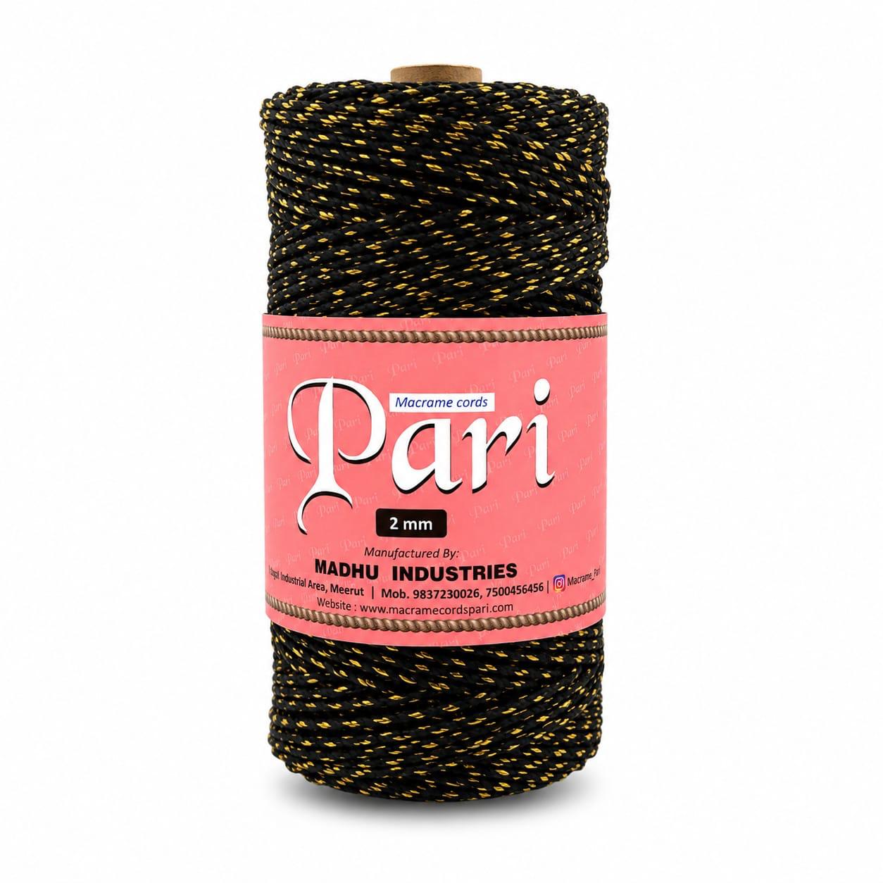 2mm, Twisted Multicolor | Black+Golden | Approx 350-400 meters | 1kg