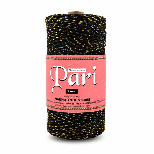 2mm, Twisted Multicolor | Black+Golden | Approx 350-400 meters | 1kg