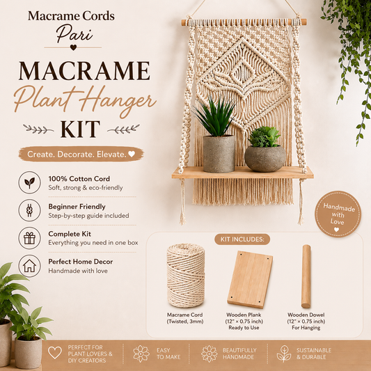 Plant Hanger with Wooden Shelf - DIY Craft Kit