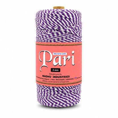 2mm, Twisted Multicolor | Purple+Pure White | Approx 350-400 meters | 1Kg