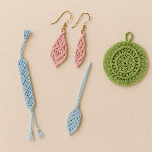 Macrame Earrings, Keychains & Bands