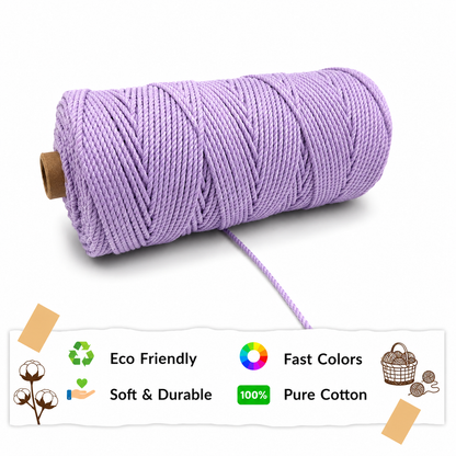 3mm Twisted (3Ply) | Lavender | 200 - 250 Metres | 1kg Spool | Cotton | No 31