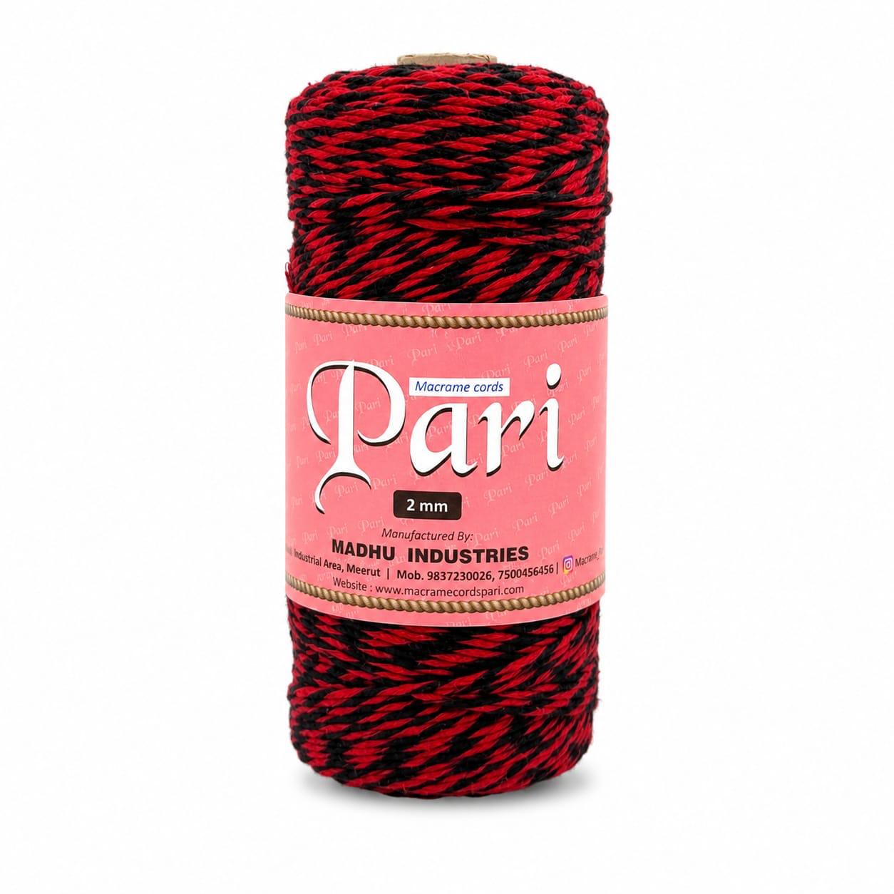 2mm Twisted Multicolor | Black+Red | Approx 350-400 meters | 1Kg