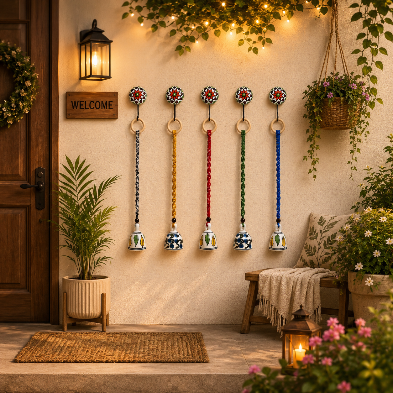 Ceramic Hanging Bells (Set of 5)