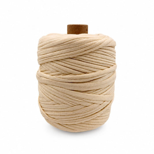 Soft TShirt Yarn Roll | 500grams | Beige Color | Perfect for Macramé, Crochet & DIY Projects