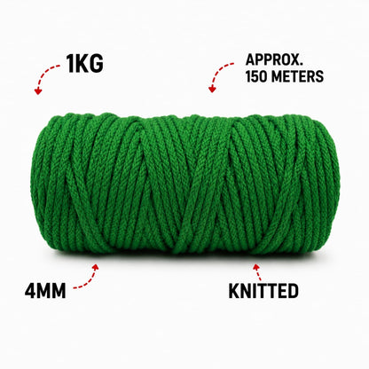 4mm Knitted | Green | 150 meters | 1Kg Spool