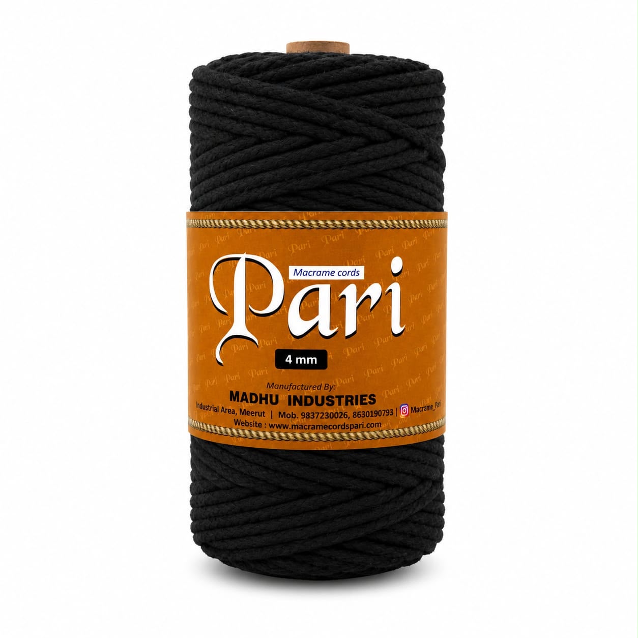 4mm knitted | Black | 150 meters | 1 Kg spool