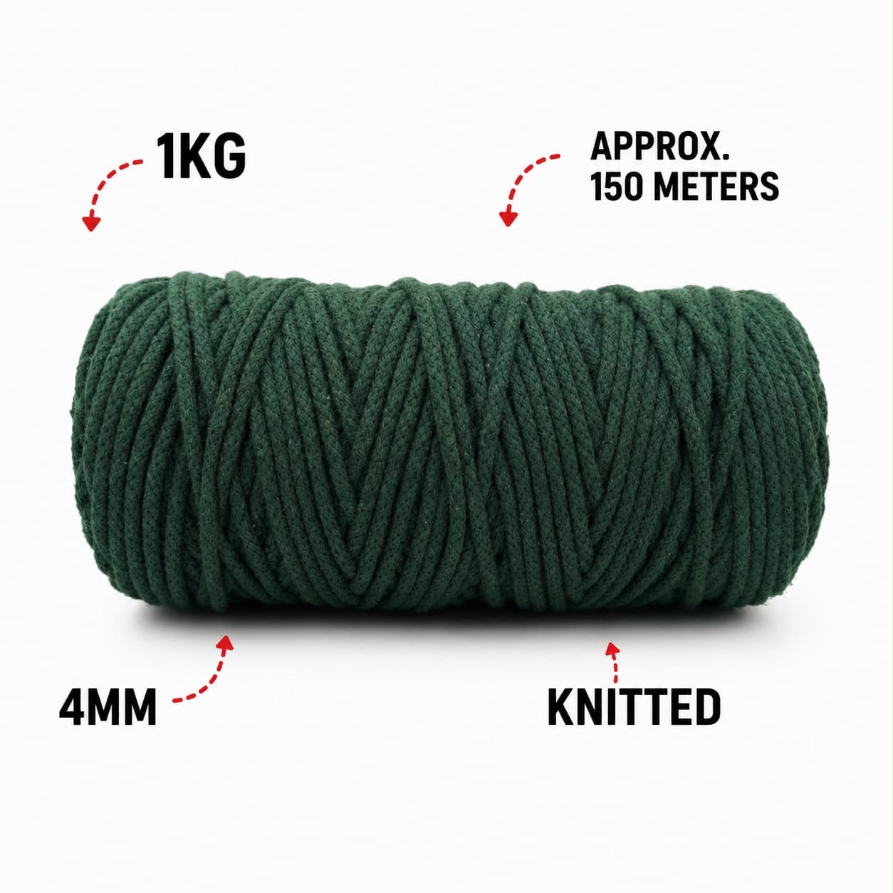 4mm Knitted | Forest green | 150 meters | 1 Kg spool