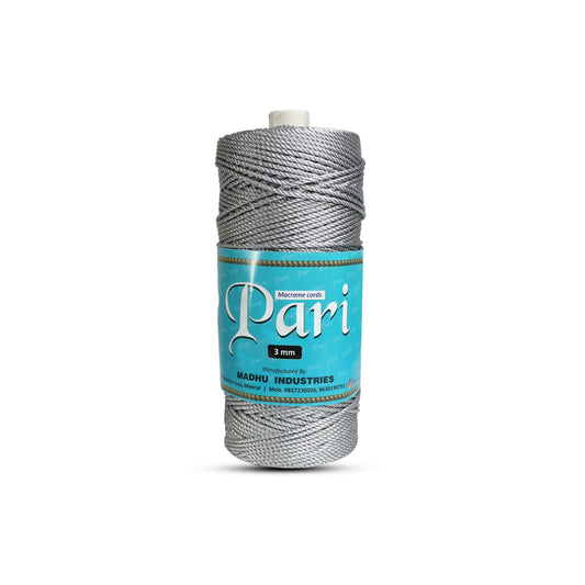 3mm Twisted 3ply Metallic / Zari Cords | Silver | Approx 200 - 250 Metres | 1kg Spool